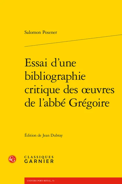 Essai D'une Bibliographie Critique Des œuvres De L'abbé Grégoire 1 Essai D'une Bibliographie Critique Des œuvres De L'abbé Grégoire